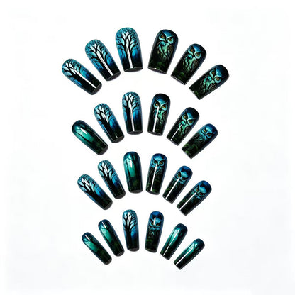 Artistic Forest-Themed Nail Art Acalora