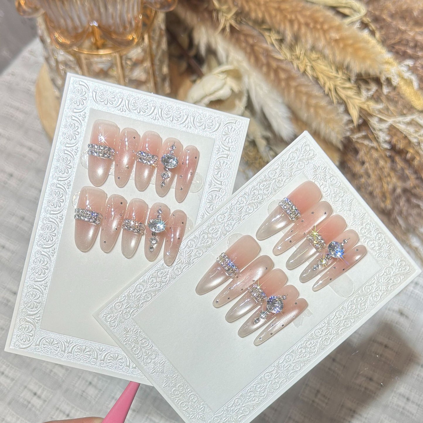 Premium Rhinestone-Embellished Stiletto Press-On Nails Acalora