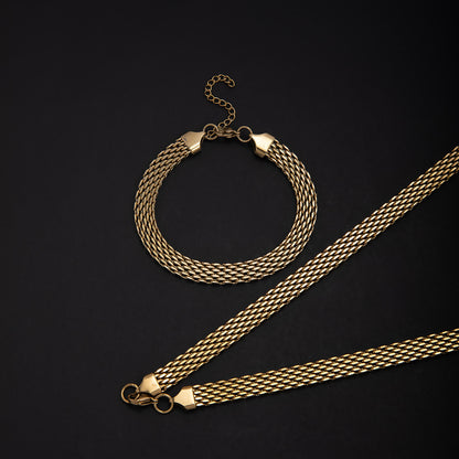 Textured Woven Chain Jewelry Set Acalora