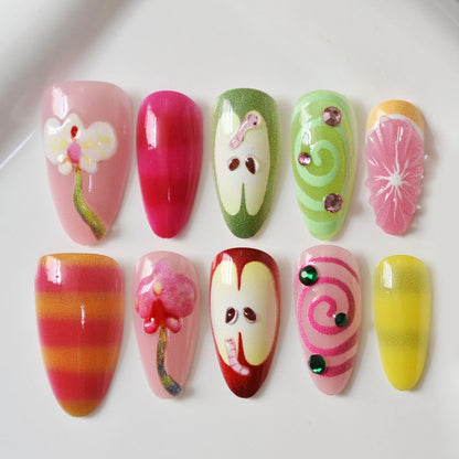 Playful Decorative Press-On Nail Art Set Acalora