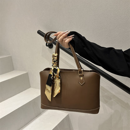 Elegant Structured Tote Bag with Decorative Scarf Acalora