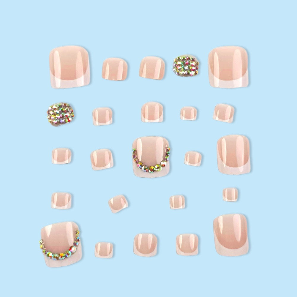 Premium Decorative Rhinestone Press-On Toenails Acalora