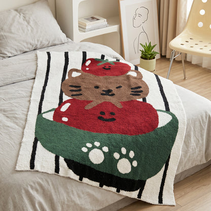 Cartoon Cat-Themed Cozy Throw Blanket