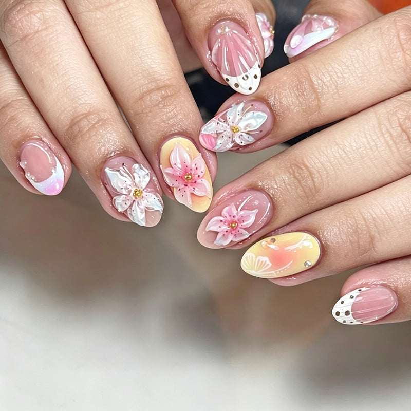 Decorative Floral Press-On Nails Art Set Acalora