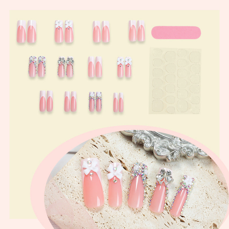Decorative Press-On Nail Art Set with Rhinestone Accents Acalora