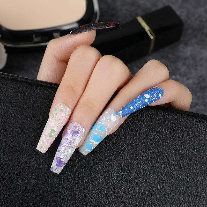 Artistic splatter design artificial nails Acalora