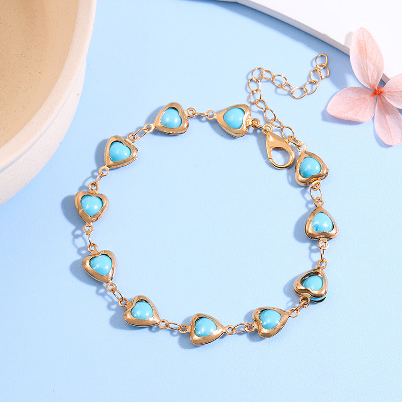 Heart-Shaped Link Anklet Acalora