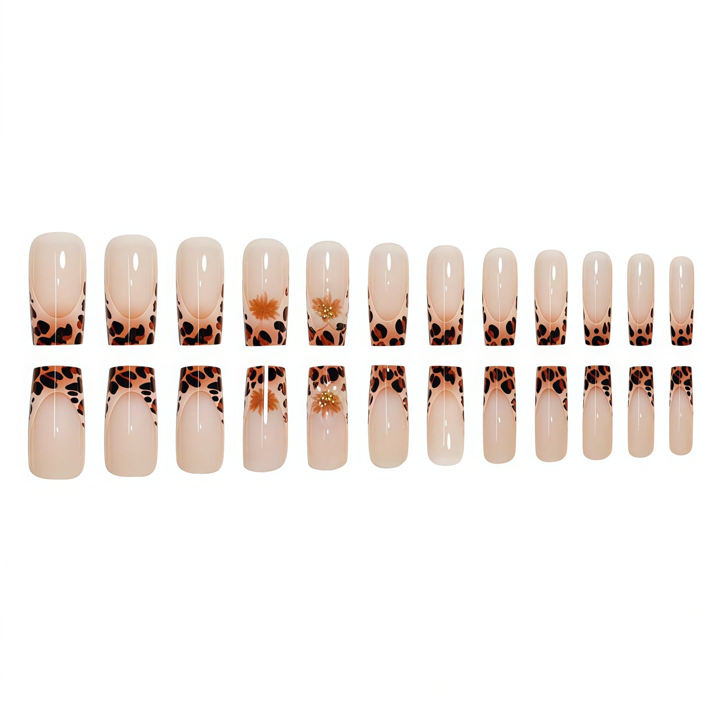 Premium Decorative Press-On Nail Art with Leopard Print Accents Acalora