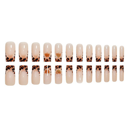 Premium Decorative Press-On Nail Art with Leopard Print Accents Acalora