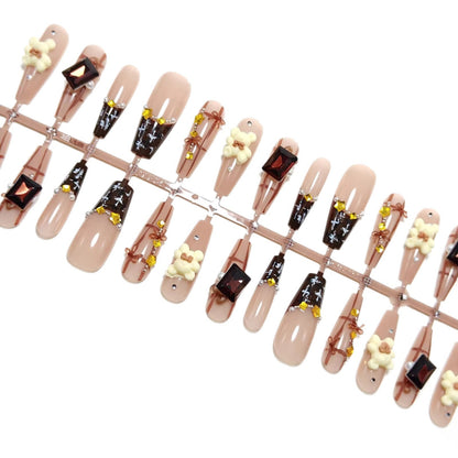 Artificial nails with playful animal designs and glitter effects Acalora