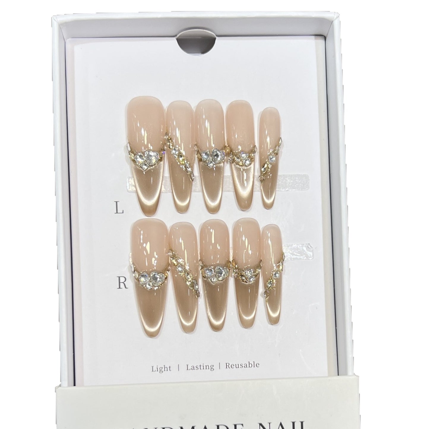 Elegant Stiletto Press-On Nail Set with Rhinestone Design Acalora