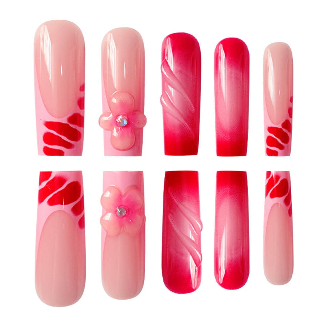 Glamorous Floral Press-On Nails Set Acalora