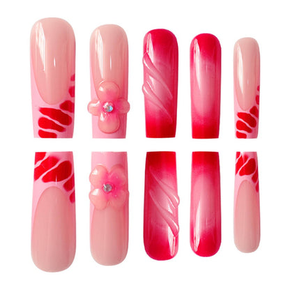 Glamorous Floral Press-On Nails Set Acalora