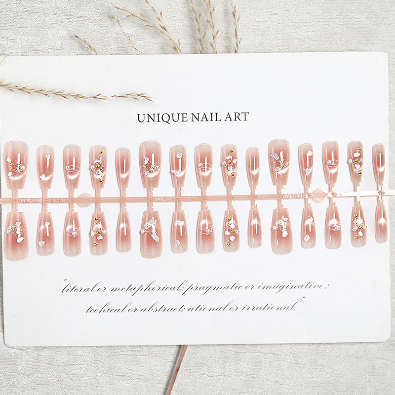 Artificial nail set with elegant glitter and flower decorations Acalora