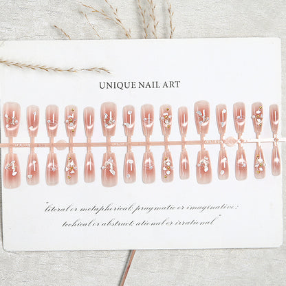 Artificial nail set with elegant glitter and flower decorations Acalora