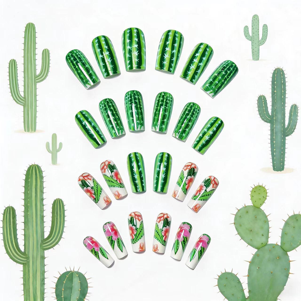 Decorative Floral Cactus Nail Art Acalora