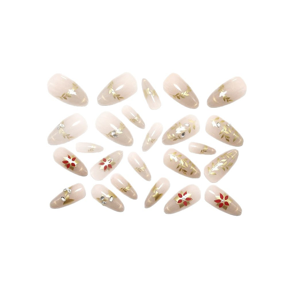 Artificial nails with elegant flower design and glitter accents Acalora