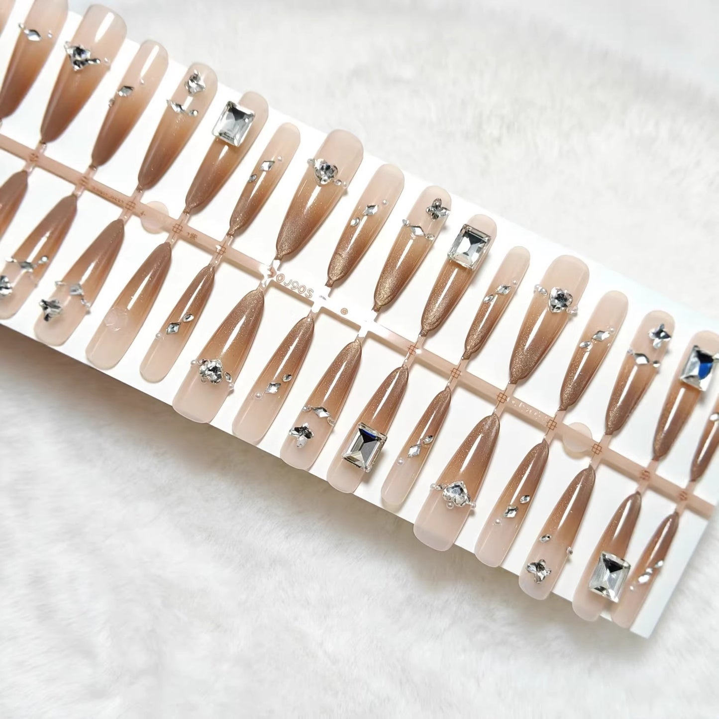 Acrylic nail set with glamorous 3D rhinestone applications Acalora