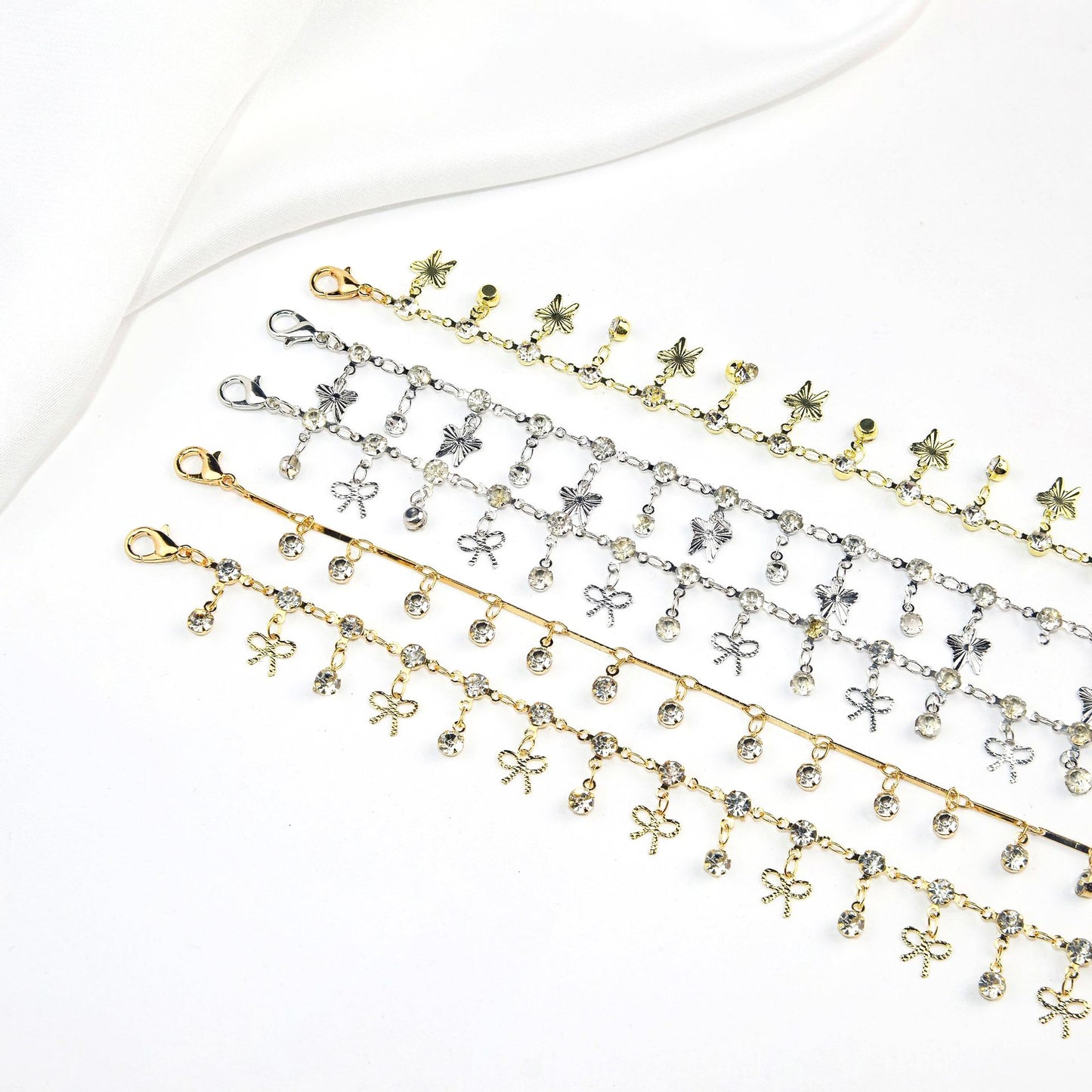 Elegant Crystal Chain Anklet Acalora
