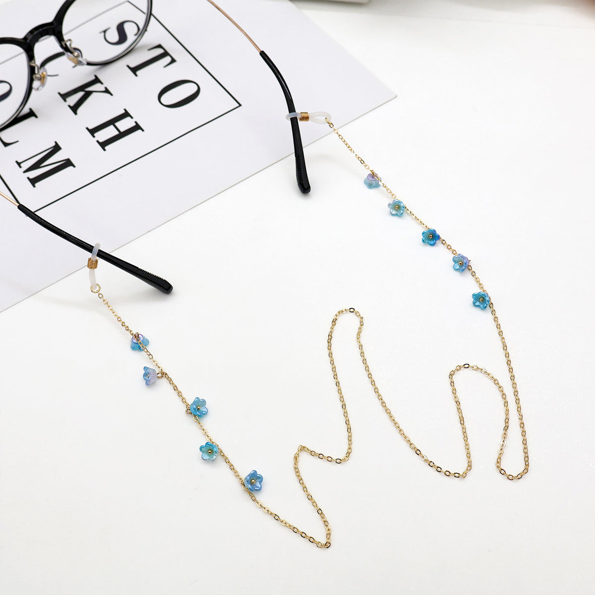Floral Embellished Eyewear Chain Acalora