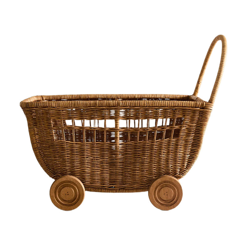 Vintage Woven Storage Cart Acalora