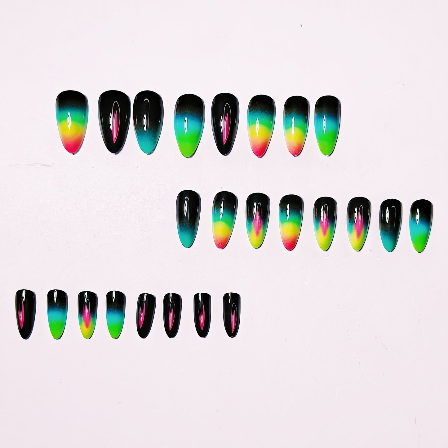 Gradient Neon Tips Acrylic Nail Art Acalora
