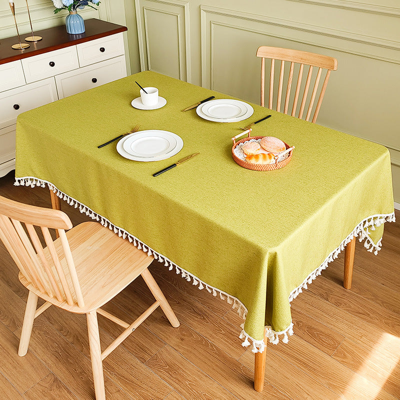 Decorative Tablecloth with Tassel Trim