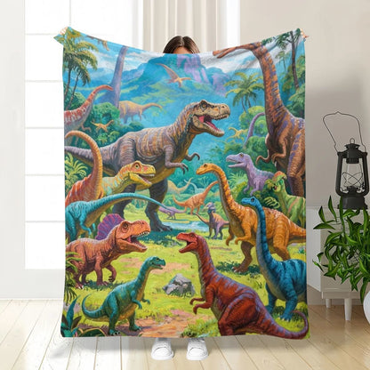 Dinosaur-Themed Plush Blanket