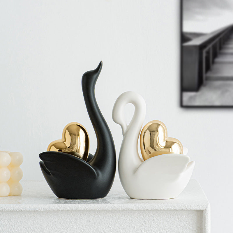 Elegant and romantic swans decorative figure Acalora