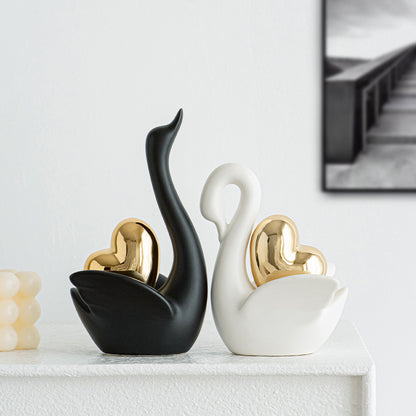 Elegant and romantic swans decorative figure Acalora