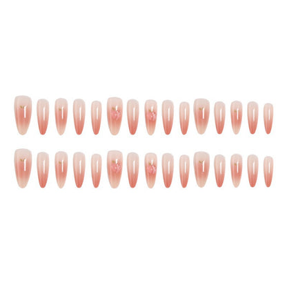 Nail set in elegant ombre design with artistic accents Acalora