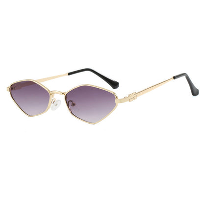 Women's geometric sunglasses with glossy metal frame and polarized lenses Bowlift