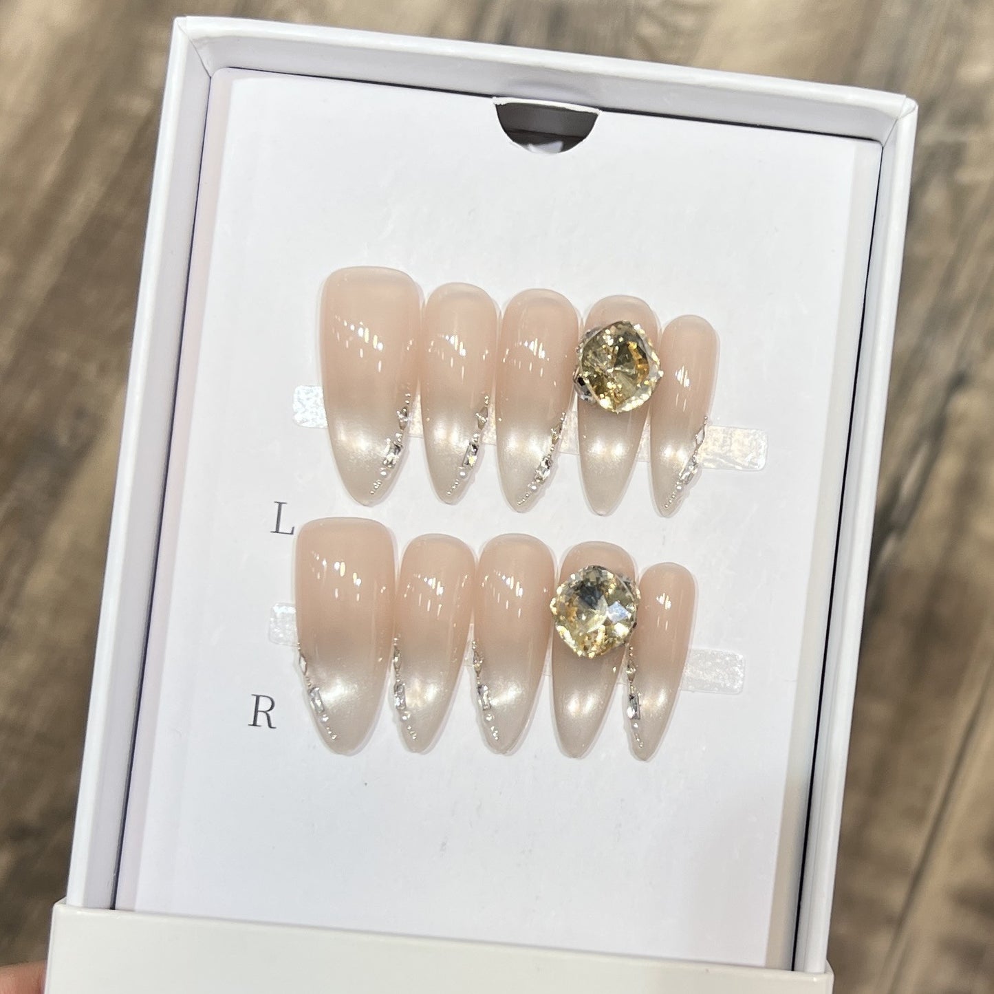 Elegant Stiletto Nail Art Set with Crystal Embellishments Acalora