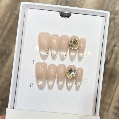 Elegant Stiletto Nail Art Set with Crystal Embellishments Acalora