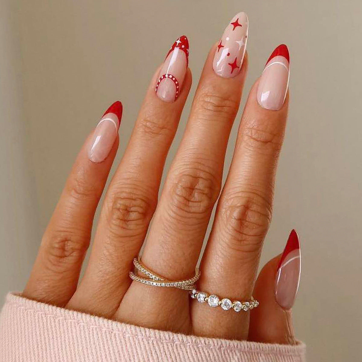 Elegant Stiletto Press-On Nail Set with Unique Design Acalora