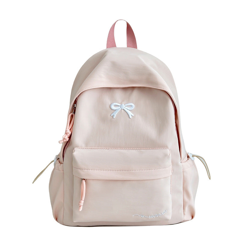 Bow-Embossed Casual School Backpack Bowlift
