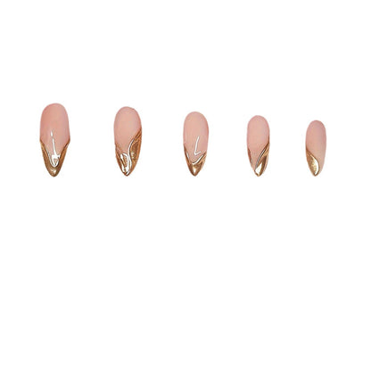 Elegant Stiletto Press-On Nails with Gold Accent Tips Acalora