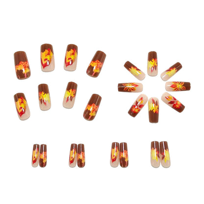 Artificial nails in elegant autumn design with leaf motifs Acalora