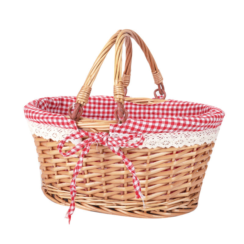 Ladies willow basket with removable fabric lining and practical carrying handle Bowlift