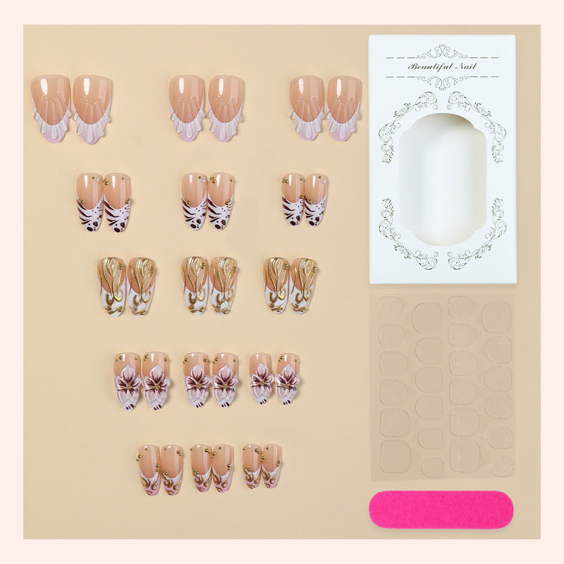 Elegant Floral Themed Press-On Nail Art Acalora