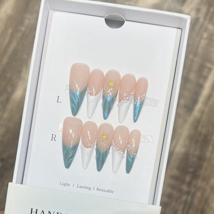 Floral and Polka Dot Press-On Nail Set Acalora