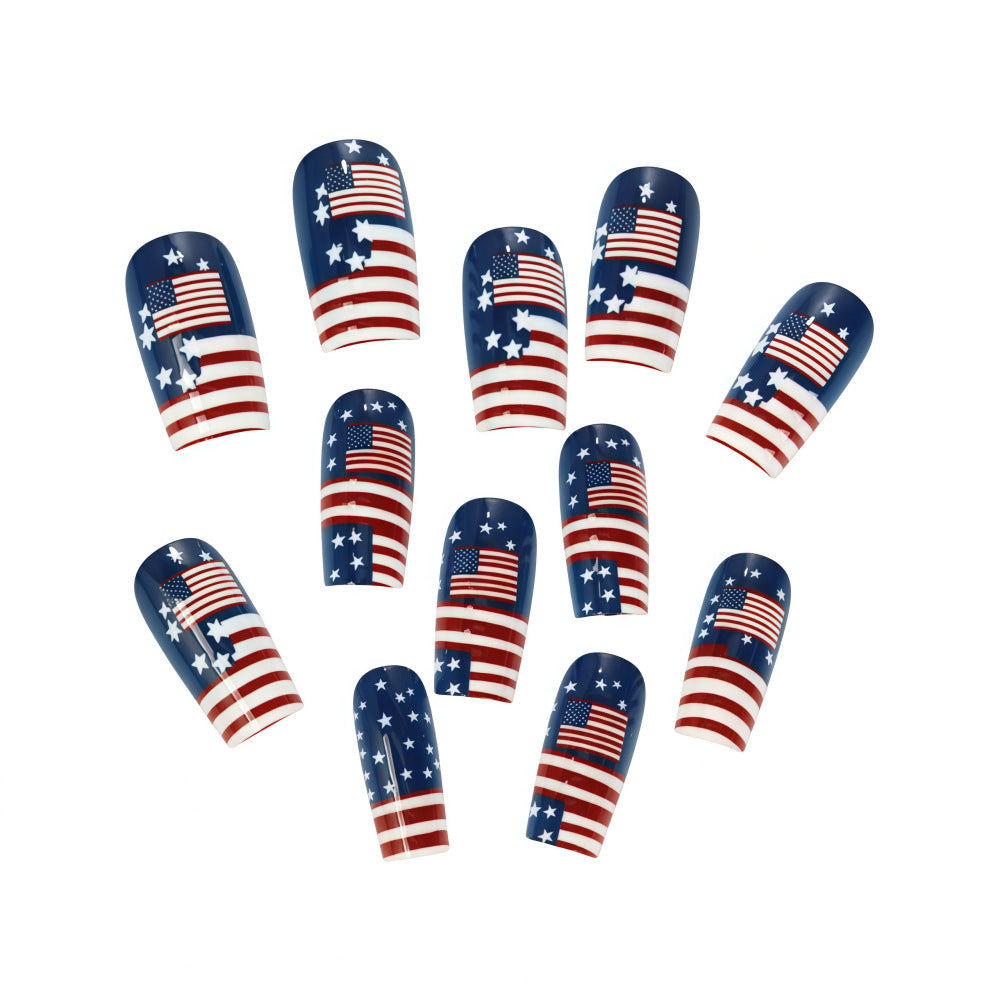 Artificial nails with patriotic flag motif Acalora