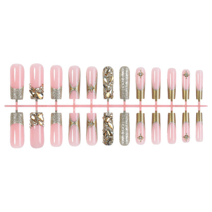 Premium Decorative Press-On Nail Set with Elegant Gold Accents Acalora