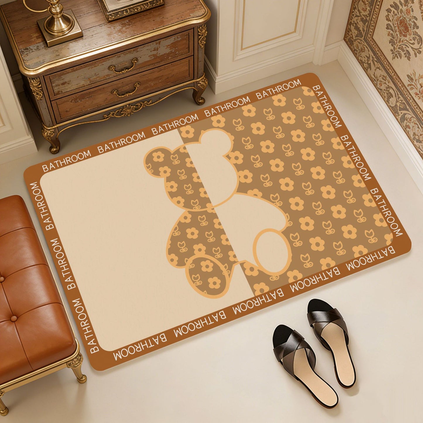 Geometric Patterned Memory Foam Bath Mat Acalora