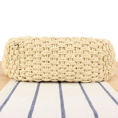 Braided shoulder bag with elegant leather accents Bowlift