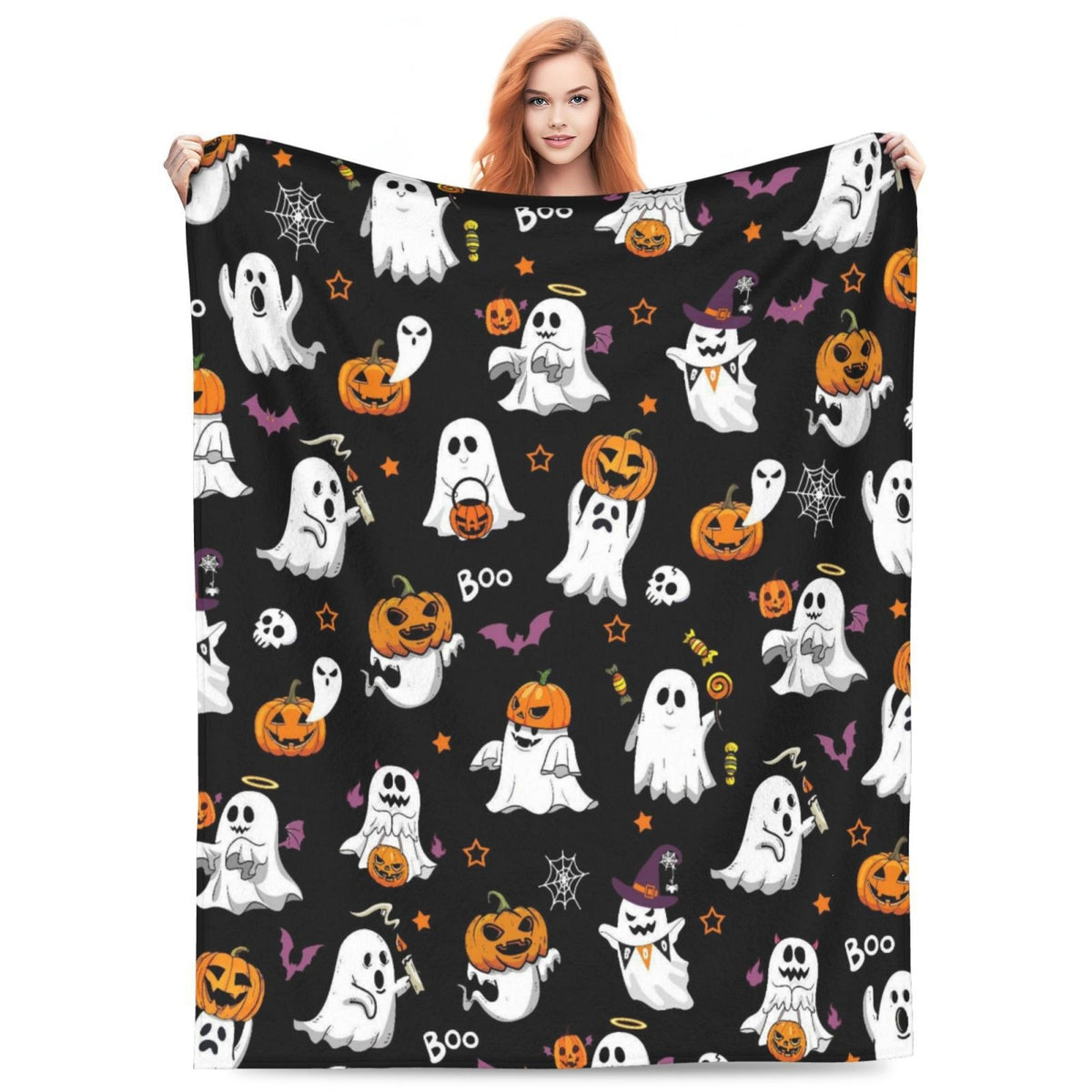 Halloween-Themed Cozy Fleece Blanket