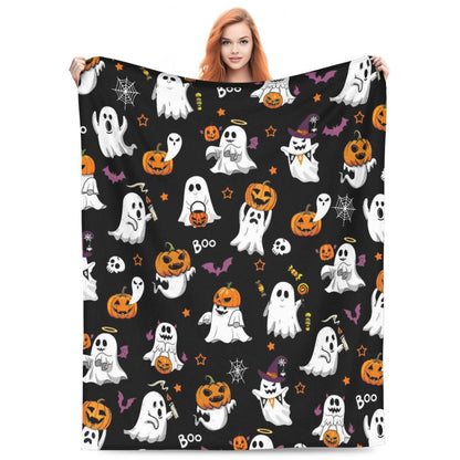 Halloween-Themed Cozy Fleece Blanket