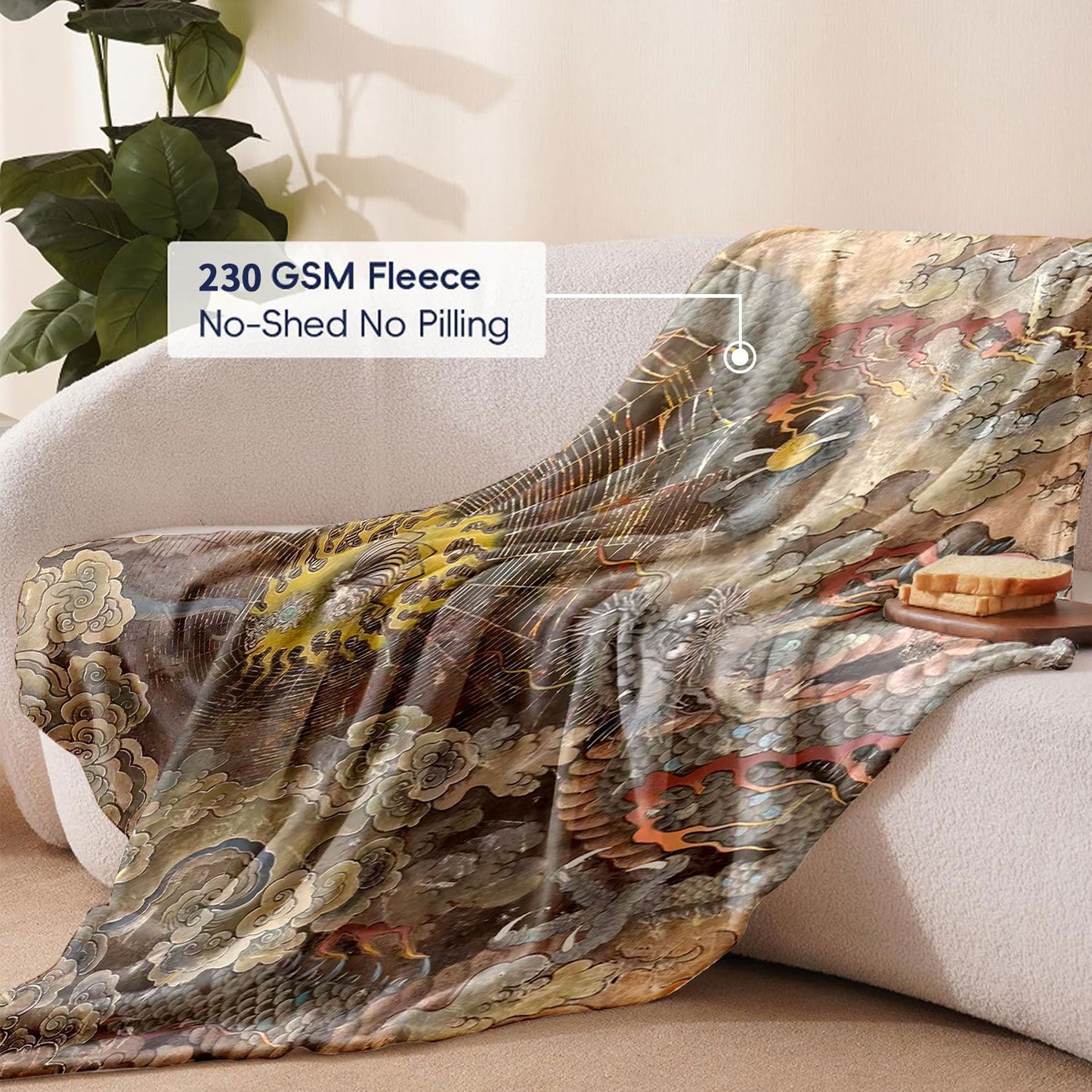 Artistic Dragon-Themed Throw Blanket