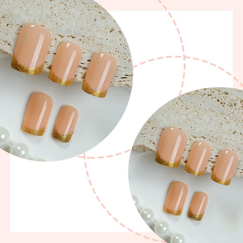 Elegant Press-On Nail Collection with Gold Accent Details Acalora