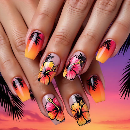 Tropical design artificial nails Acalora